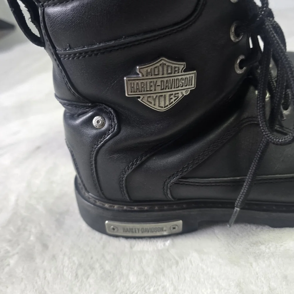 Harley-Davidson Boots Abercorn Sz 11W Leather Biker Motorcycle Side Zipper Black